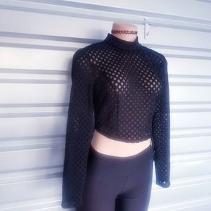 Crop long sleeves net top